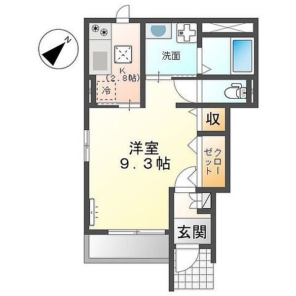 Ｐｒｏｓｐｅｒ　Ｃｏｕｒｔ　（プロスパー　コート） 101｜千葉県柏市永楽台1丁目(賃貸アパート1K・1階・32.90㎡)の写真 その2