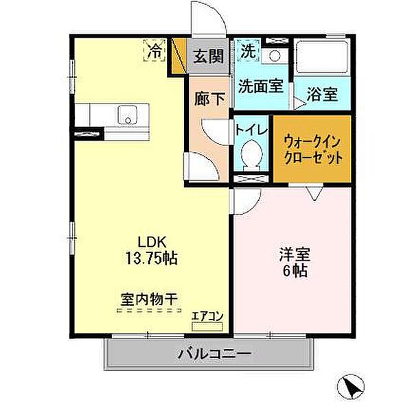 ウィルビュー　Ｃ 205｜千葉県野田市上花輪(賃貸アパート1LDK・2階・46.97㎡)の写真 その2