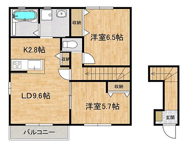 千葉県流山市駒木(賃貸アパート2LDK・2階・61.14㎡)の写真 その2