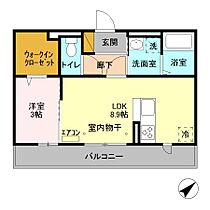 千葉県流山市おおたかの森北1丁目23-1（賃貸アパート1LDK・2階・33.42㎡） その2