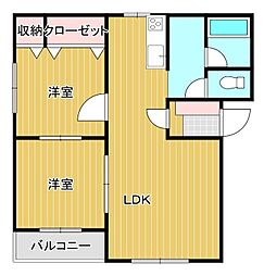 SUNハイツ 3階2LDKの間取り