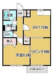 フラワーハイツ 2DKの間取図画像