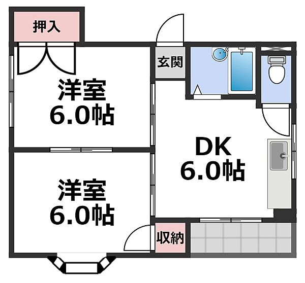 サンシャインMKM今里IV ｜大阪府大阪市東成区大今里南1丁目(賃貸マンション2DK・6階・40.00㎡)の写真 その2