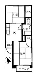 東長崎マイコーポ 2Kの間取図画像