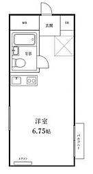 バラドーム東雪谷 ワンルームの間取図画像