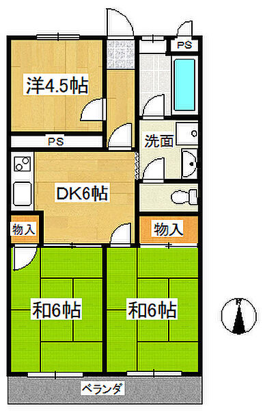 第2学園サンハイツ 0202｜東京都練馬区大泉町3丁目(賃貸マンション3DK・2階・51.15㎡)の写真 その2