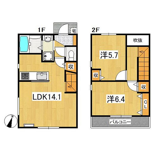 テラスハウス武蔵関 0102｜東京都練馬区石神井台7丁目(賃貸タウンハウス2LDK・1階・60.45㎡)の写真 その2