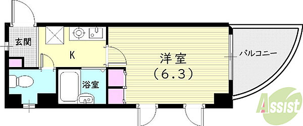 兵庫県西宮市高木東町(賃貸マンション1K・2階・20.07㎡)の写真 その2