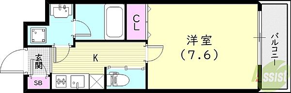 兵庫県西宮市上ケ原五番町(賃貸アパート1K・3階・25.67㎡)の写真 その2