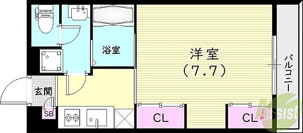 兵庫県西宮市中須佐町(賃貸アパート1K・1階・26.49㎡)の写真 その2