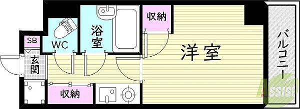 兵庫県西宮市馬場町(賃貸マンション1K・6階・21.30㎡)の写真 その2