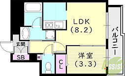 ピノ甲東園 1LDKの間取図画像