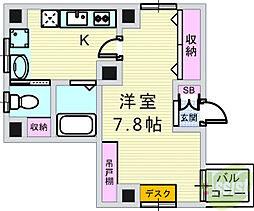エヌエム・ヴァンシス 1Kの間取図画像
