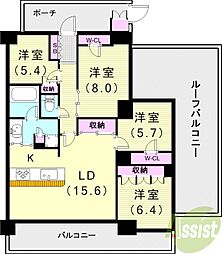 プレミスト西宮北口ザ・レジデンス 4LDKの間取図画像
