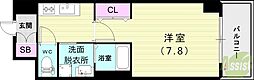 ハックスビエント甲子園口 1Kの間取図画像