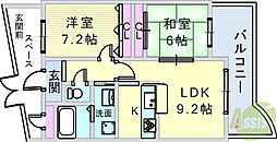 KDXレジデンス夙川ヒルズ4番館 2LDKの間取図画像