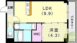 ソリティア西宮池田 1LDKの間取図画像