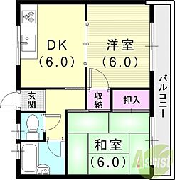 ウエストハイツ 2DKの間取図画像