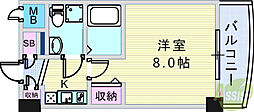 セレニテ甲子園 1Kの間取図画像