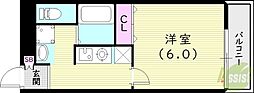 アルカディアマーユ 1Kの間取図画像