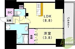 ジオエント阪神西宮 1LDKの間取図画像