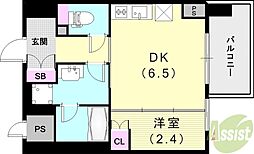 ジオエント阪神西宮 1DKの間取図画像