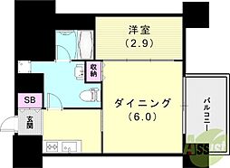 ジオエント阪神西宮 1DKの間取図画像