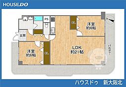 野中北スカイハイツ 2LDKの間取図画像