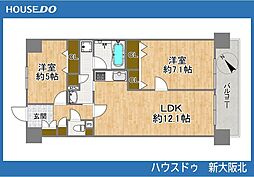 キングマンション新淀川 2LDKの間取図画像