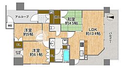 ネバーランド西中島南方 3LDKの間取図画像