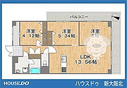 緑地公園グランドコーポ 3LDKの間取図画像