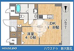 近鉄淀川リバーサイドマンション 1LDKの間取図画像