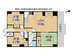 グランドムール宇治木幡 3LDKの間取図画像