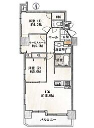 プリオーレ24堀川紫明A-3 2SLDKの間取り