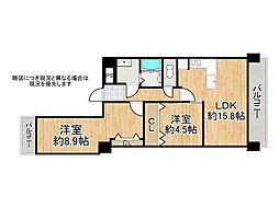 ライオンズマンション京都淀B棟 2LDKの間取図画像