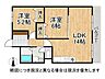 間取り：収納が充実した広々2LDKです。日当たり、通風良好です。