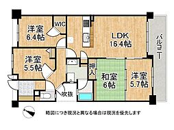 パデシオン山科夢ケ丘 4LDKの間取図画像