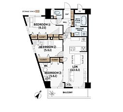 都立大バロンズコート 3LDKの間取図画像