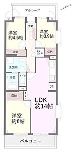 間取り：専有面積:71.39平米、各室収納付き3LDK