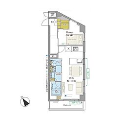 キャッスルマンション青葉台 1LDKの間取図画像