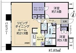 キャピタルマークタワー 2LDKの間取図画像
