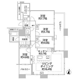 アイランドシティオーシャン&フォレストタワーレジデンスウエスト棟 4LDKの間取図画像