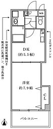 フォレスト西道頓堀 1DKの間取図画像