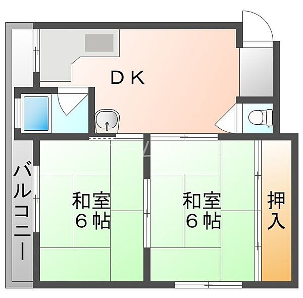 大阪府門真市上野口町(賃貸マンション2DK・3階・44.52㎡)の写真 その2