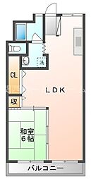 三松マンション 1LDKの間取図画像