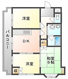 パレ月出 3DKの間取図画像