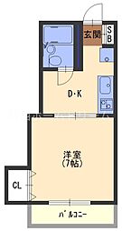 タウンプラザ東 1DKの間取図画像