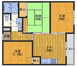 アヴニール1番館 3DKの間取図画像