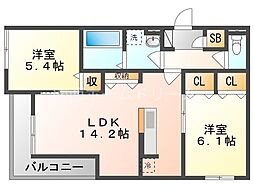 ロイヤルクレヴィア 2LDKの間取図画像