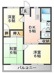 藤田第三高橋ハイツ 3DKの間取図画像